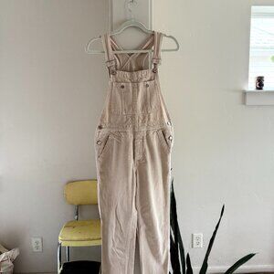 Womens Free People We the Free Cream Corduroy Overalls Boho Prairie Spring